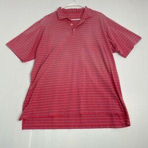 B.Draddy Pink Stripes Polo Shirt Men's Size‎ XL Performance Golf 92% Pima.